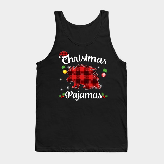 Porcupine Buffalo Plaid Christmas Pajamas Funny Xmas Gift Tank Top by AxelRoldns